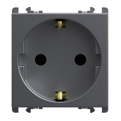 URMET - Presa tedesca 2 moduli 2P+T 16A-250V Lybra Titanio 27320/2.TT