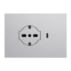 URMET - Kit supporto+placca Lybra con presa P40 Clean 2P+T 16A 250V e presa USB 3.0A Tipo C 3 moduli Alluminio 27850.AL