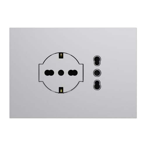 URMET - Kit supporto+placca Lybra con presa P40 Clean 2P+T 16A 250V e presa P11-P17 3 moduli Alluminio