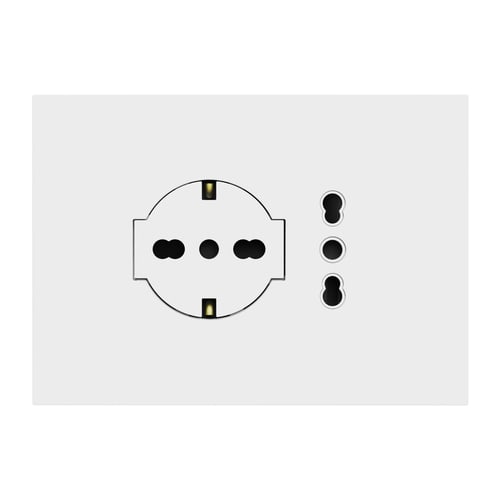 URMET - Kit supporto+placca Lybra con presa P40 Clean 2P+T 16A 250V e presa P11-P17 3 moduli Bianco