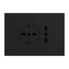 URMET - Kit supporto+placca Lybra con presa P40 Clean 2P+T 16A 250V e presa P11-P17 3 moduli Nero