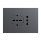 URMET - Kit supporto+placca Lybra con presa P40 Clean 2P+T 16A 250V e presa P11-P17 3 moduli Titanio