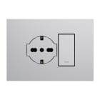 URMET - Kit supporto+placca Lybra con presa P40 Clean 2P+T 16A 250V e deviatore 1P 10AX 3 moduli Alluminio