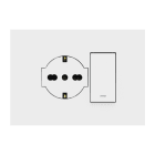 URMET - Kit supporto+placca Lybra con presa P40 Clean 2P+T 16A 250V e deviatore 1P 10AX 3 moduli Bianco 27852.B