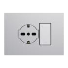 URMET - Kit supporto+placca Lybra con presa P40 Clean 2P+T 16A 250V e pulsante 10A 3 moduli Alluminio 27853.AL