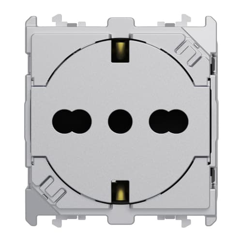 URMET - Presa universale P40 clean 2 moduli 2P+T 16A-250V Lybra Alluminio 27991.AL