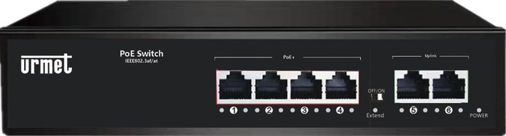 URMET - Switch 4 porte PoE 10/100m + 2 porte 10/100m serie EDGE 4X10/100 POE + 2 UPLINK. 3000/401