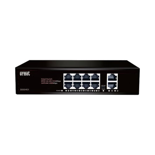 URMET - Switch 8 porte PoE Gigabit + 2 uplink serie Backbone. 3000/451