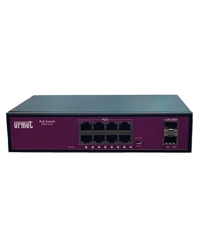 URMET - Switch 8 porte PoE Gigabit + 2 porte SFP serie Backbone. 3000/452
