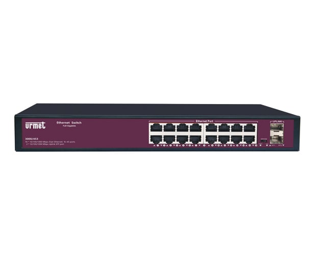 URMET - Switch 16 porte Gigabit + 2 porte SFP per connessioni veloci e affidabili in serie BACKBONE.