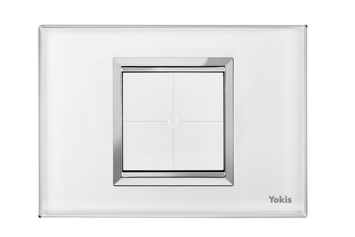 URMET - Trasmettitore a 4 pulsanti indipendenti Zigbee Yokis UP, muro, estetica Nea Expì bianca, per scatole incasso 3 moduli TLM4T503-UP.