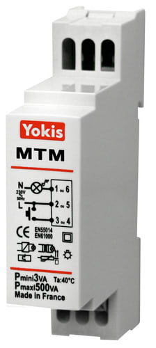 URMET - Modulo relè elettronico timer luci scale MTM500M, 500W, sistema filare da barra DIN, senza neutro.