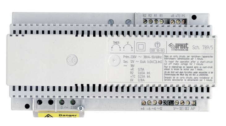 URMET - Alimentatore videocitofonico con chiamata per 4 apparecchi, 230V 50Hz.