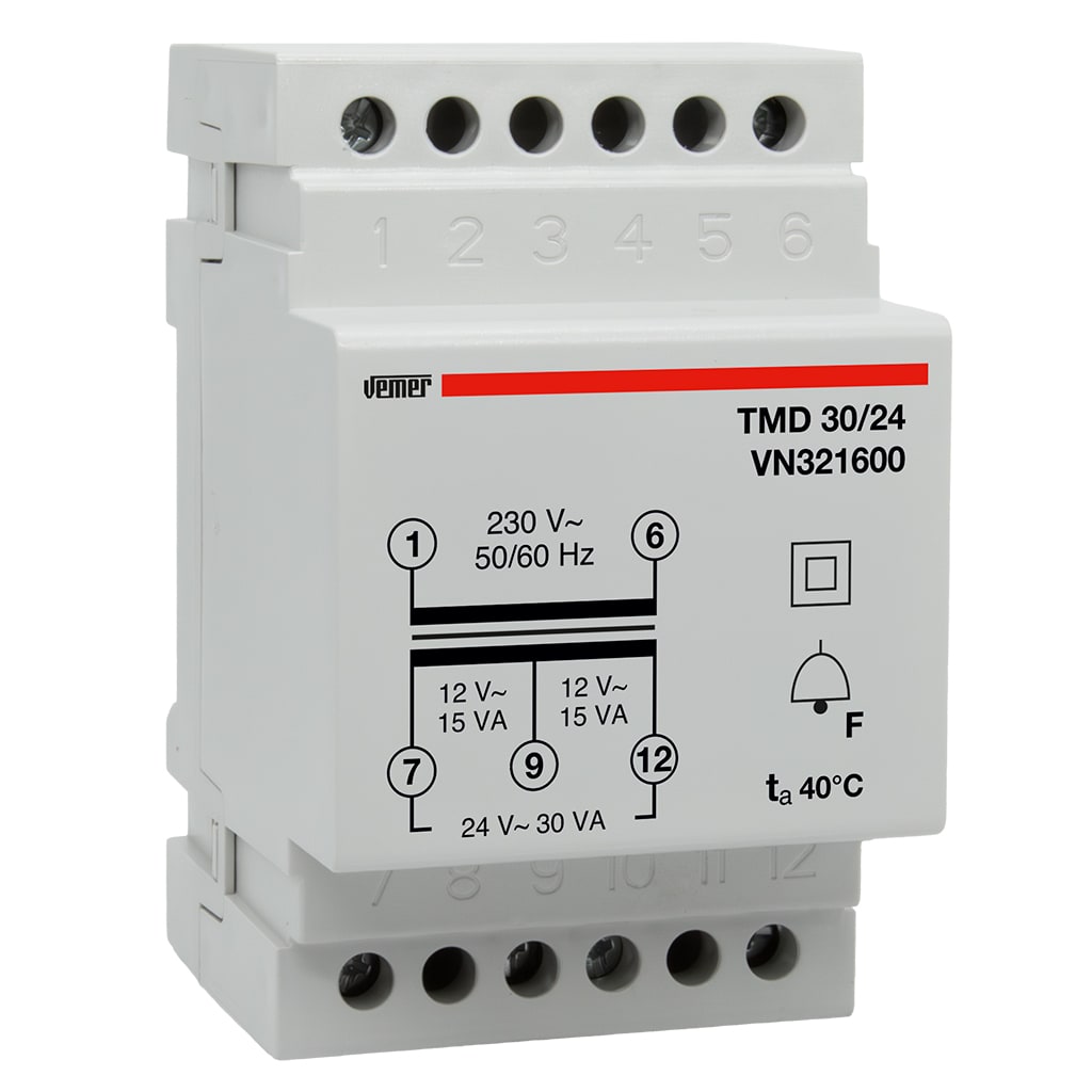 VEMER - TMD 30/24 TRASF. 30VA DIS.230/0-12-24VAC