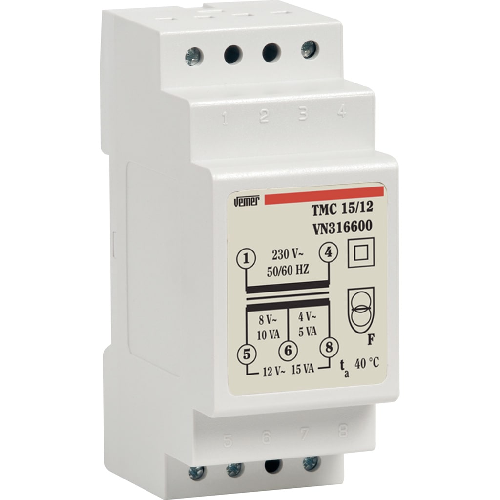 VEMER - TMC 15/12 TRASF. 15VA CON. 230/0-8-12VAC