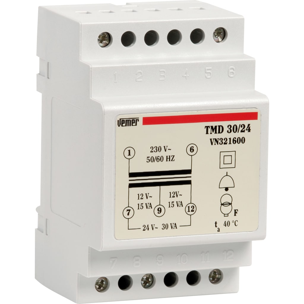 VEMER - TMD 30/24 TRASF. 30VA DIS.230/0-12-24VAC