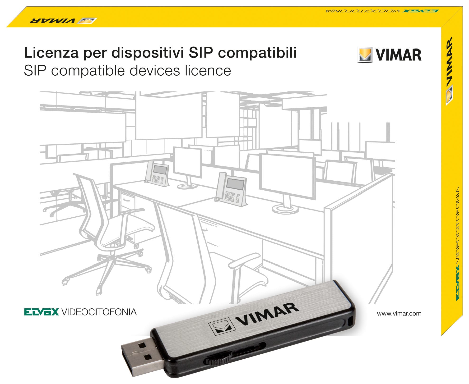 VIMAR - Dispositivo Memoria USB con 100 Codici Attivazione per Chiamate Audio SIP