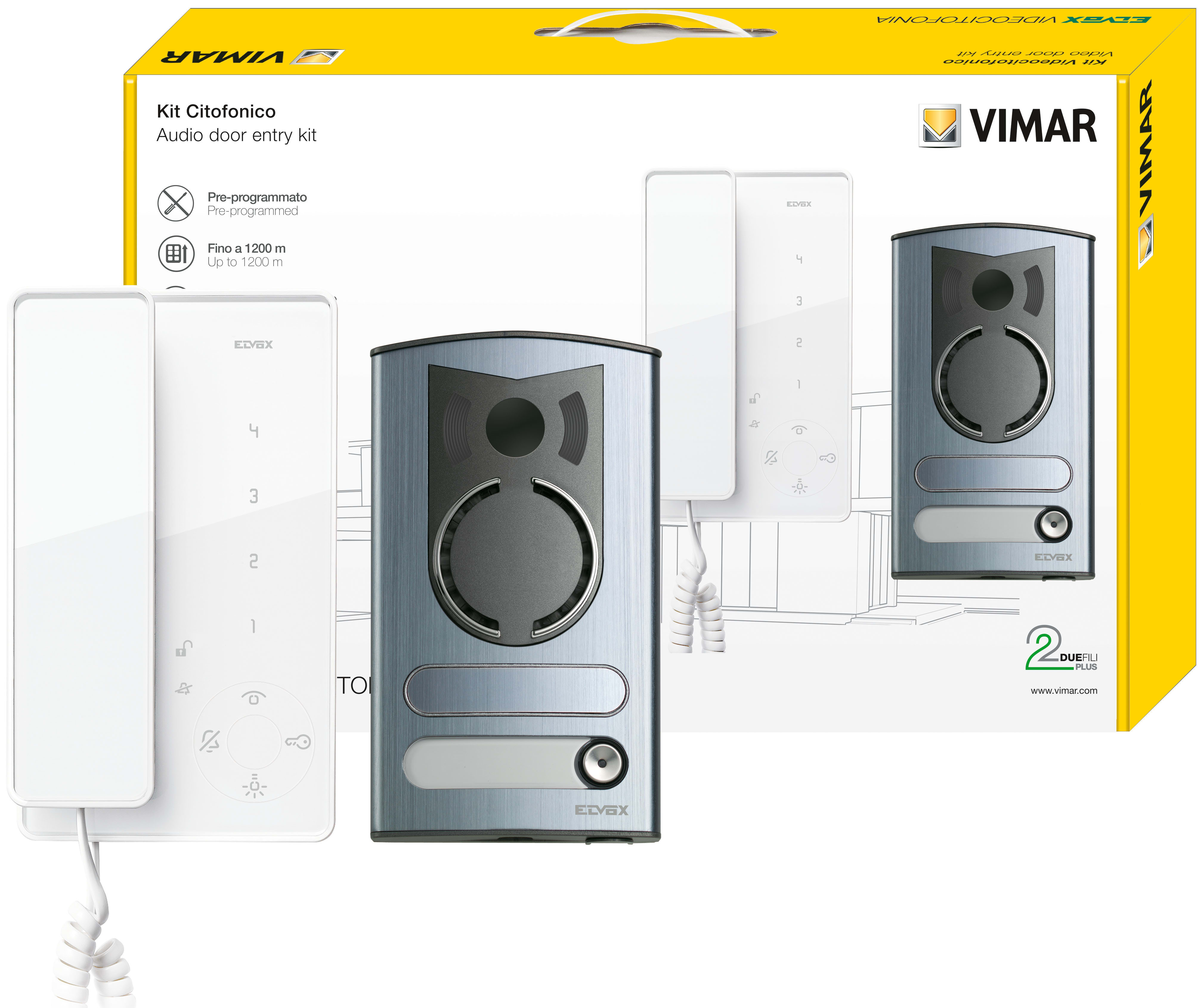 VIMAR - Kit Citofonico Monofamiliare Due Fili Plus con Citofono Tab Jr, Targa Audio 13F1, Placca Audio e Video 13K1, Tasto 1300 R131 e Alimentatore 40100