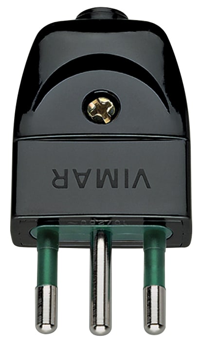 VIMAR - Spina Sicury 2P+T 10A Nero Standard Italiano Uscita Cavo
