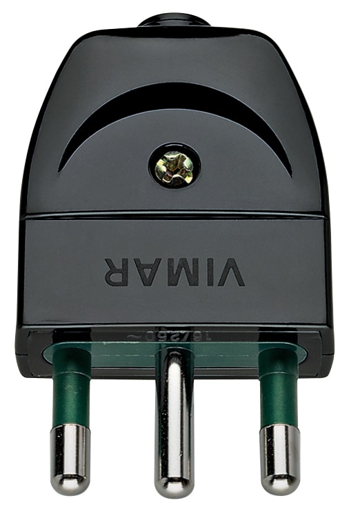 VIMAR - Spina Sicury 2P+T 16A Nero - Standard Italiano Tipo S17, Uscita Cavo Assiale