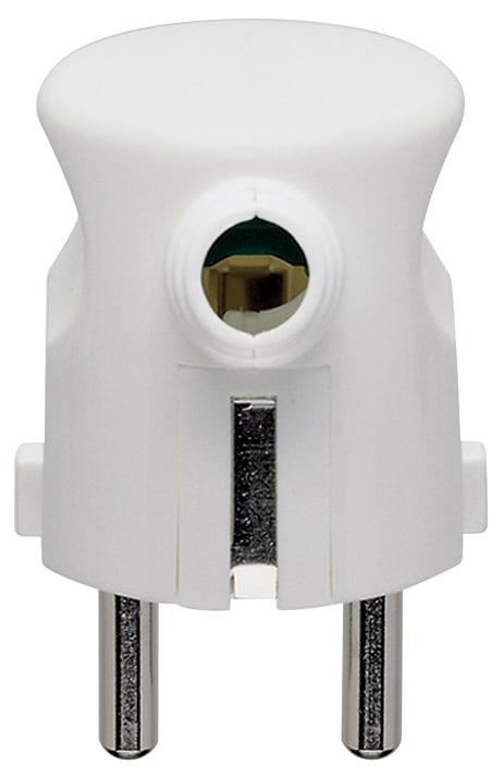 VIMAR - Spina 2P+T 16A Standard Tedesco e Francese, Uscita Cavo 90° Bianco