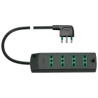 VIMAR - Presa mobile multipla 2P+T 16A 250V, 4 uscite Sicury Standard Italiano, cavo 1,5m 3 conduttori 1mm2, spina 2P+T 16A S17 90°, potenza 3680W, nero