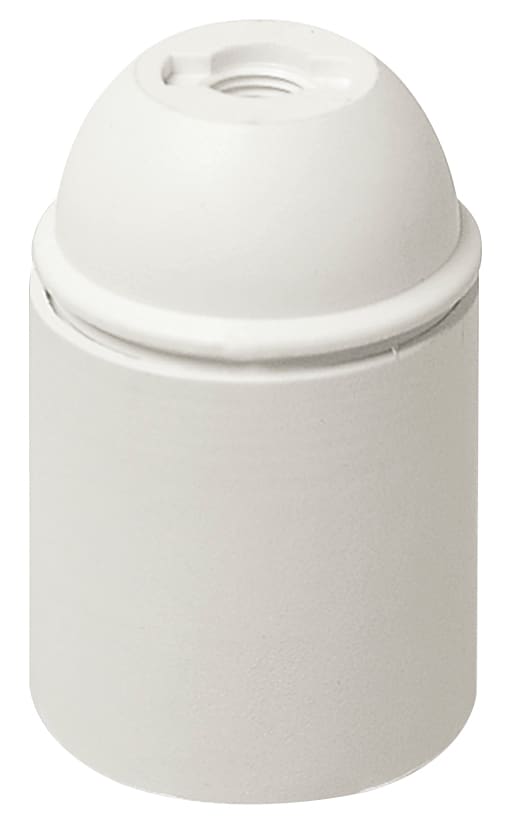 VIMAR - Portalampada E27 Cappuccio Filettato Sagomato, Camicia Liscia, Poliestere Rinforzato Vetro Bianco