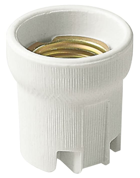 VIMAR - Portalampada E27 Porcellana Bianco Cilindrico Fori Fissaggio Ø 4 Mm Interasse 18 Mm Ø43Mm