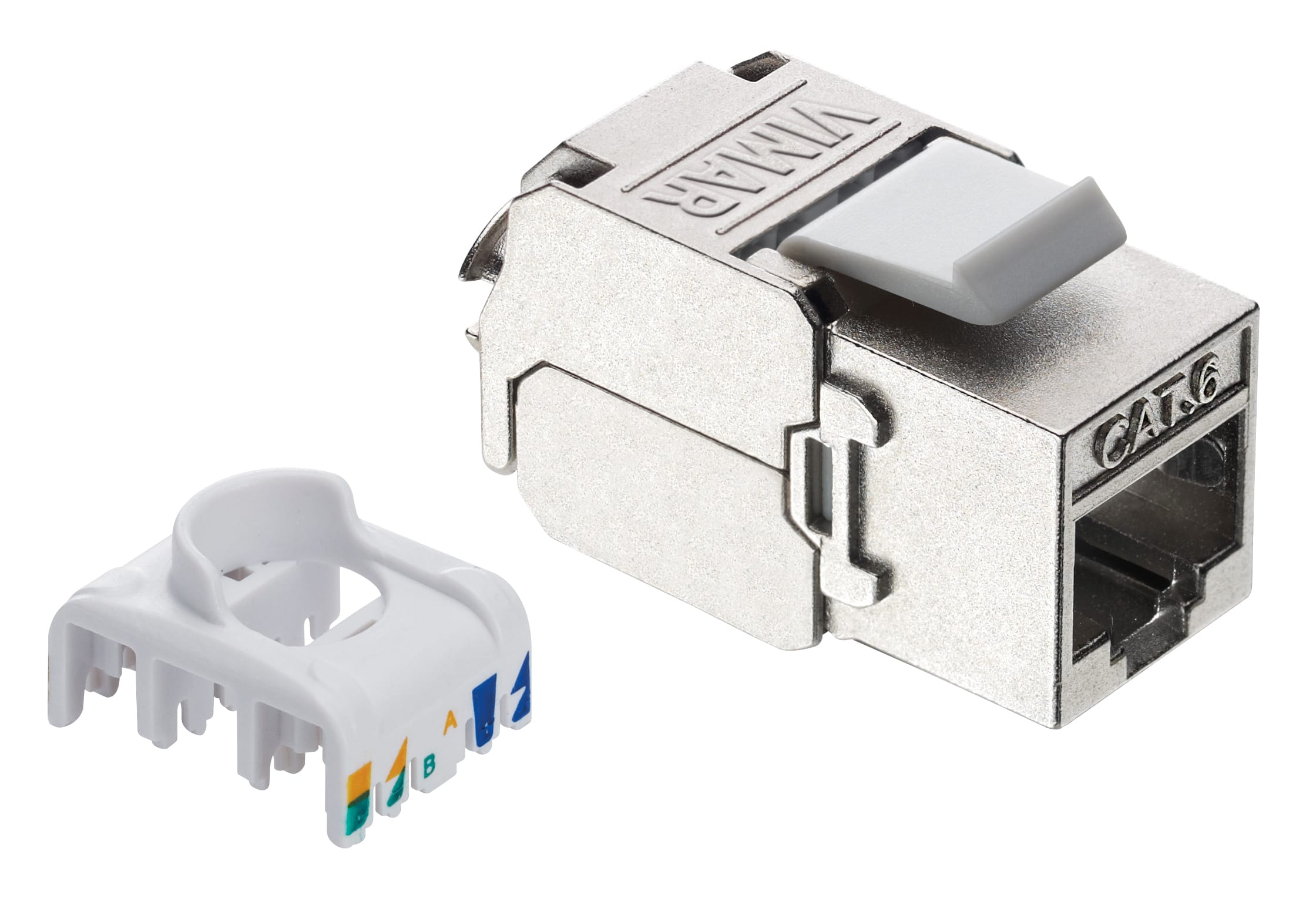 VIMAR - Connettore RJ45 Cat6 FTP Schermato per Pannelli di Permutazione e Adattatori Keystone, Cablaggio Universale T568A/B 8 Contatti