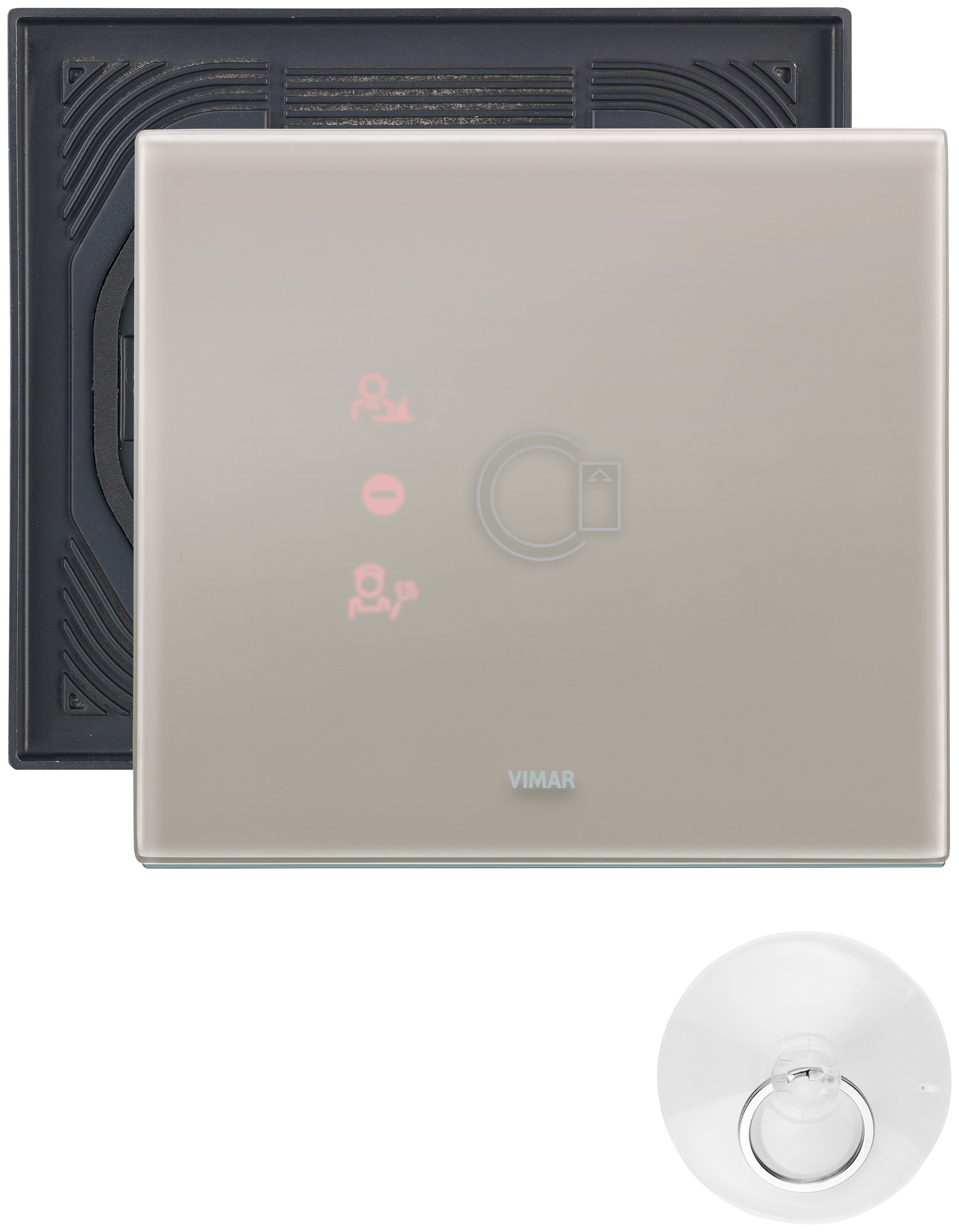 VIMAR - Placca Elettronica 3 Moduli Grigio Perla IP55 con Lettore Transponder Esterno e Funzione Campanello Non Attiva