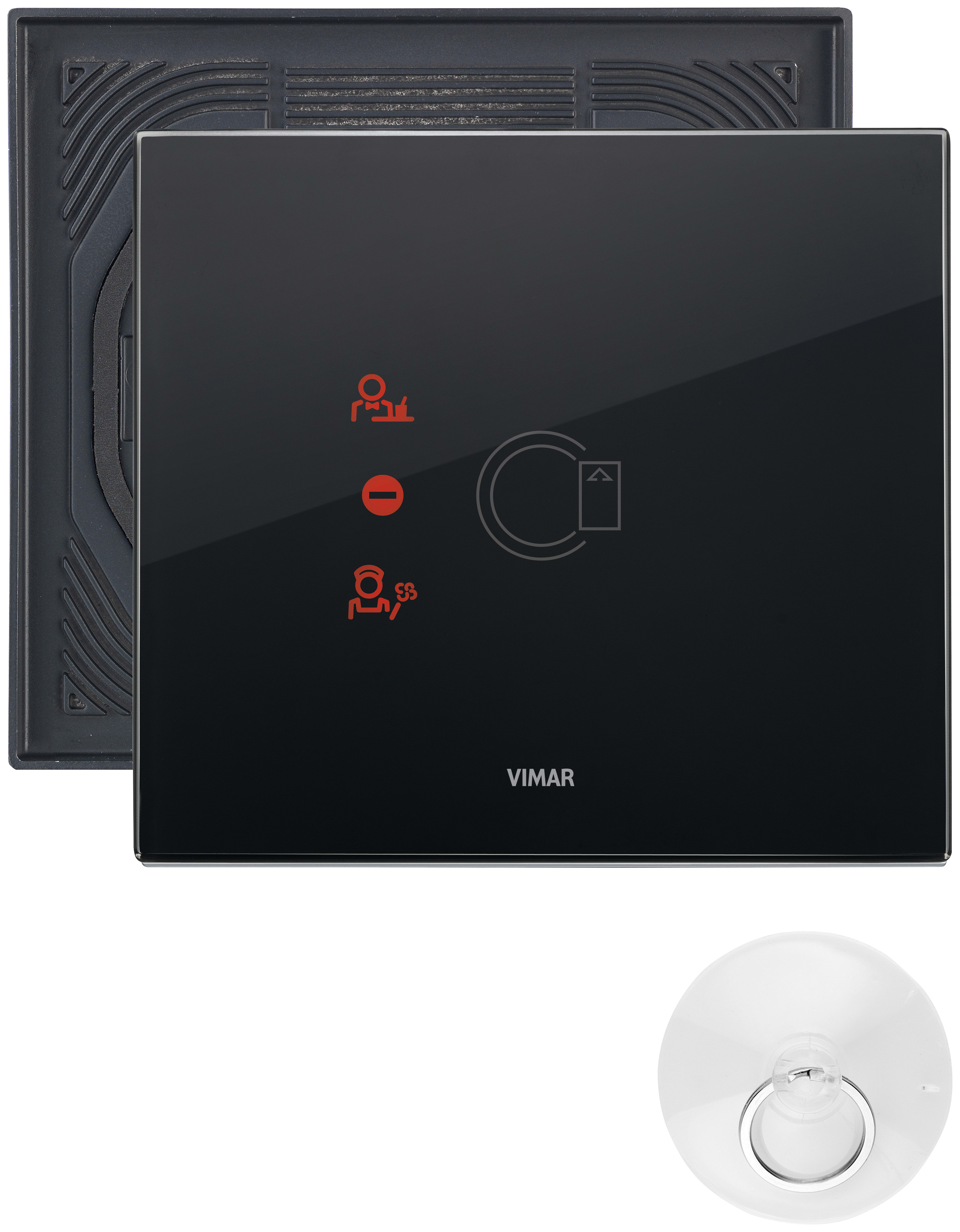 VIMAR - Placca Elettronica 3 Moduli Nero Diamante IP55 con Lettore Transponder Esterno