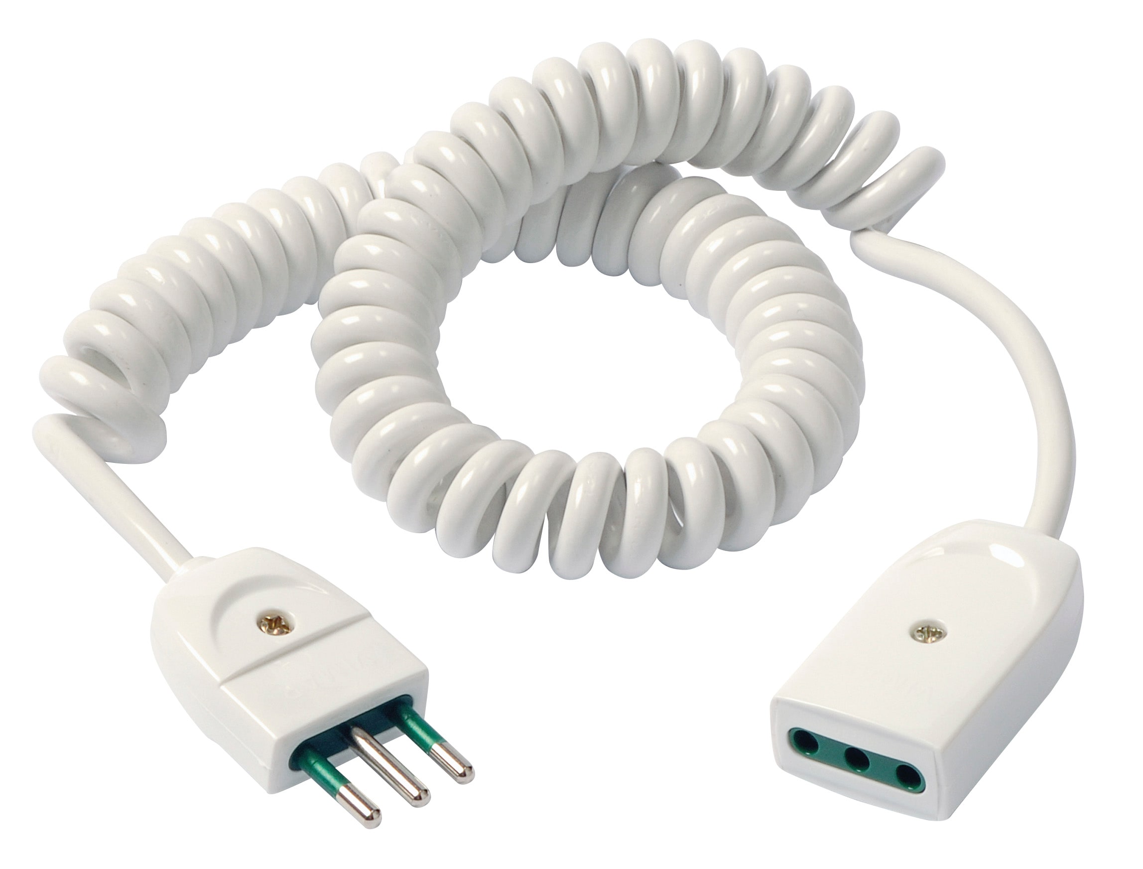 VIMAR - Cavo Prolunga Estensibile 3G0,75 3M Bian - Cordone Prolungatore 3 Metri H05Vvh8-F Spina 2P+T 10 A 250 V~ Presa Sicury Potenza 1300 W