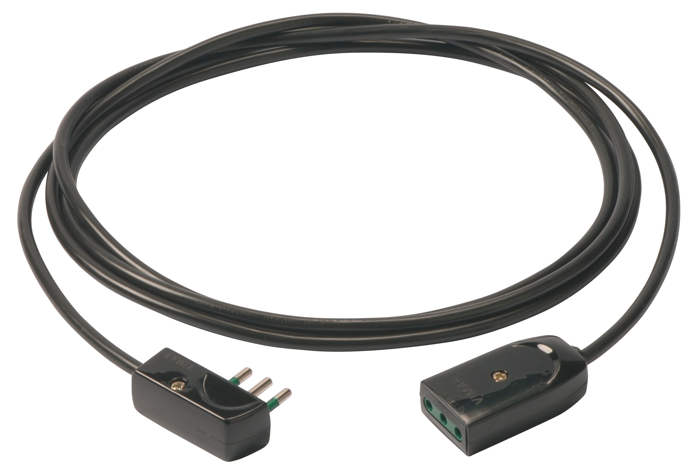 VIMAR - Cavo Prolunga 3G0,75+Spinapiatta 3M Nero - Cordone Prolungatore Lineare 3 Metri H05Vv-F 2P+T 10 A 250 V~ Presa Sicury Potenza Massima 2300 W
