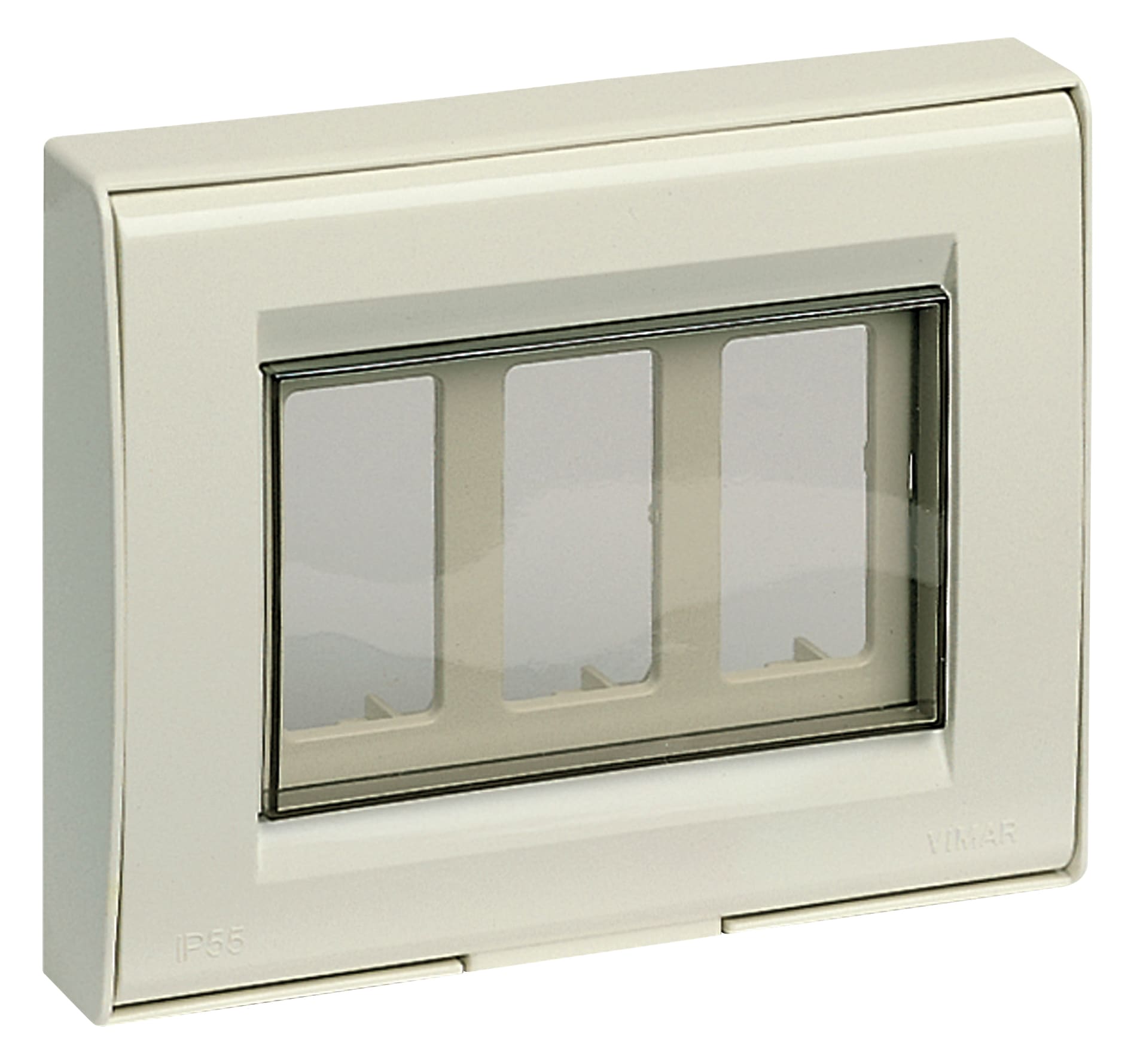 VIMAR - Calotta per Apparecchi Standard 3 Moduli 8000, Avorio RAL 9001 con Grado di Protezione IP55 e Scatola da Incasso Unificata