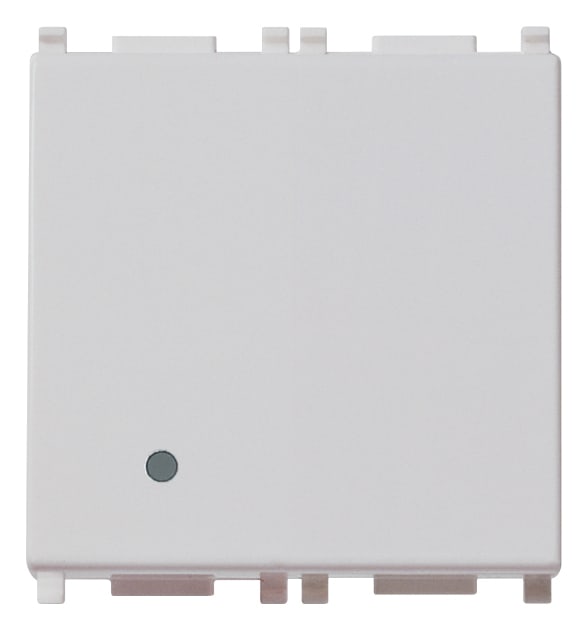 VIMAR - Interruttore 1P 10Ax 2M Silver Illuminabile Tasto Sostituibile 2 Moduli 100 W Lampade Alimentatore Integrato