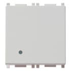 VIMAR - Deviatore 1P 16Ax 2M Silver Illuminabile Tasto Sostituibile 250V~ 2 Moduli 200W Lampade Alimentatore Integrato