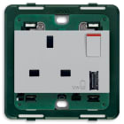 VIMAR - PRESA 2P+T 13A BS+INT.ROSSO+USB A SILVER