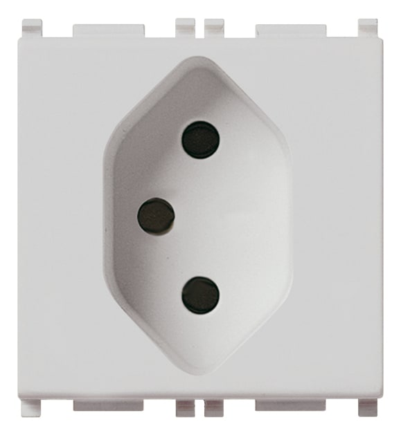 VIMAR - Presa 2P+T 10A Svizzero Tipo 13 Silver - Standard 250 V~ 2 Moduli