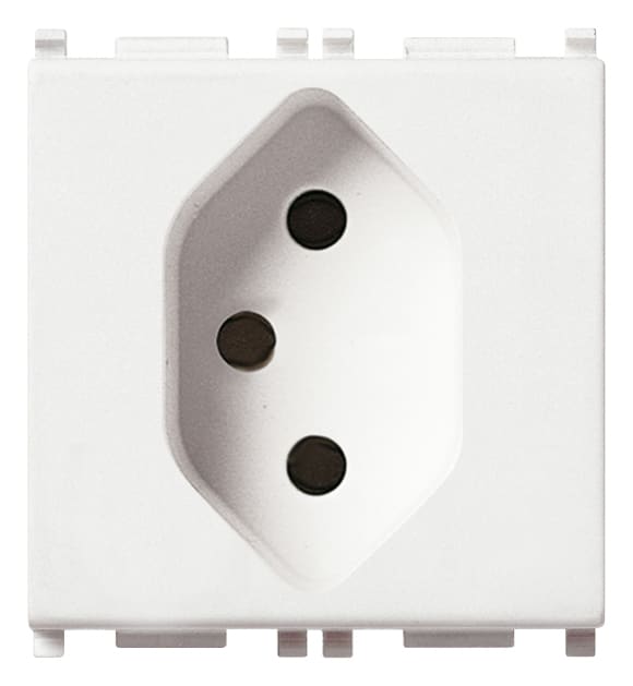 VIMAR - Presa 2P+T 10A Svizzero Tipo 13 Bianco - Standard 250 V~ 2 Moduli