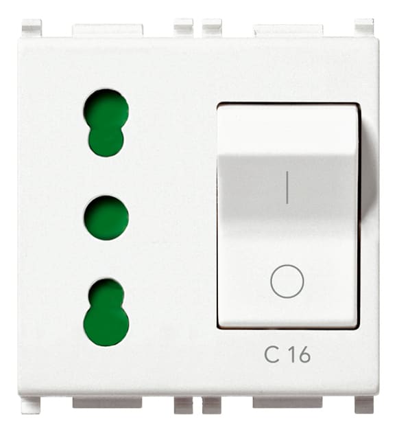 VIMAR - Presa Standard Italiano 2P+T 16A P17/11 Bianco - Interruttore Automatico Magnetotermico 1P+N C16, 230V~ 50Hz, P.I. 3000A