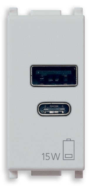 VIMAR - ALIMENTATORE USB A+C 15W 5V 1M SILVER
