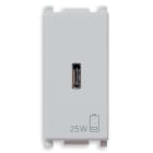 VIMAR - Alimentatore USB C PD 25W Silver - Per Notebook, Tablet, Smartphone, Fotocamere - Uscita USB Tipo C - Tecnologia Power Delivery - 120-240 V~ 50/60 Hz