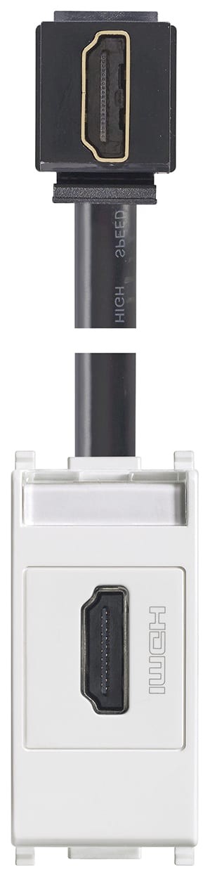 VIMAR - Presa HDMI 2.1B con Cavo a 90° Bianco - Standard Keystone, Uscita a 90°