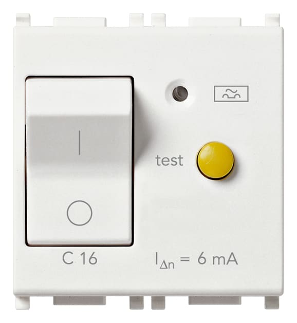 VIMAR - Interruttore Automatico Magnetotermico Differenziale 1P+N C16 6Ma Bianco - 2 Moduli