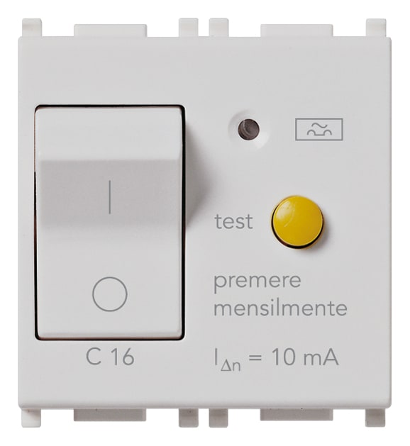 VIMAR - Interruttore Automatico Magnetotermico Differenziale 1P+N C16 10Ma Silver - 2 Moduli