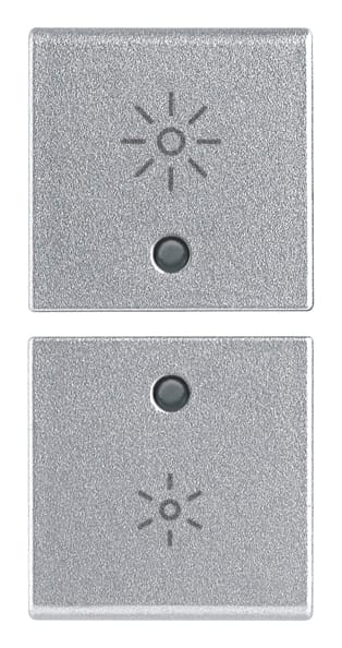 VIMAR - Due Mezzi Tasti 1M Dimmer Silver - Intercambiabili 1 Modulo, Simboli.