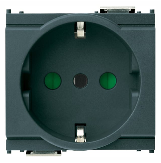 VIMAR - Presa Sicury 2P+T 16A Grigio - Standard Italiano Tipo P30, Contatti Di Terra Laterali E Centrale