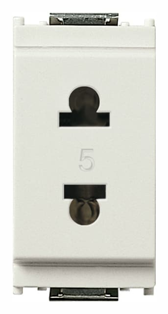 VIMAR - Presa Standard Euroamericano 2P 15A Bianco con Spinotti Paralleli Ø4,8Mm