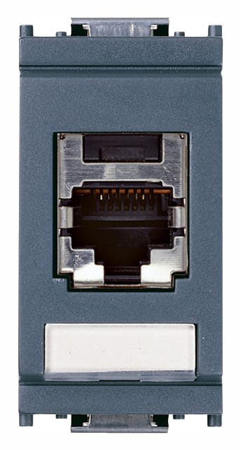 VIMAR - Presa RJ45 Panduit Cat5e FTP grigio con connettore mini-com schermata, cablaggio T568A/B, 8 contatti, morsetti ad incisione d'isolante.