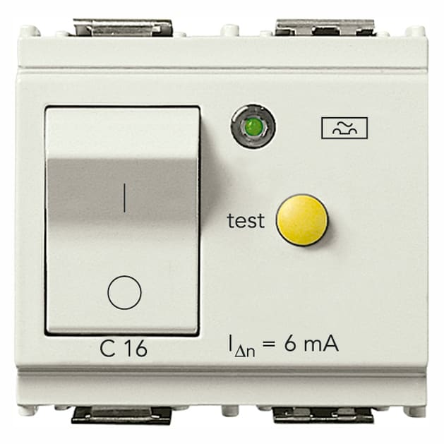 VIMAR - Interruttore Automatico Magnetotermico Differenziale 1P+N C16 6Ma Bianco - 2 Moduli